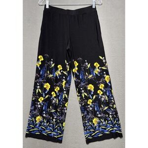Susan Graver Liquid Knit Pants Sz‎ XSP Floral Paisley Wide Leg Flowy Whimsy Crop